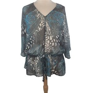 Lane Bryant Blue 

Sheer Boho Blouse‎